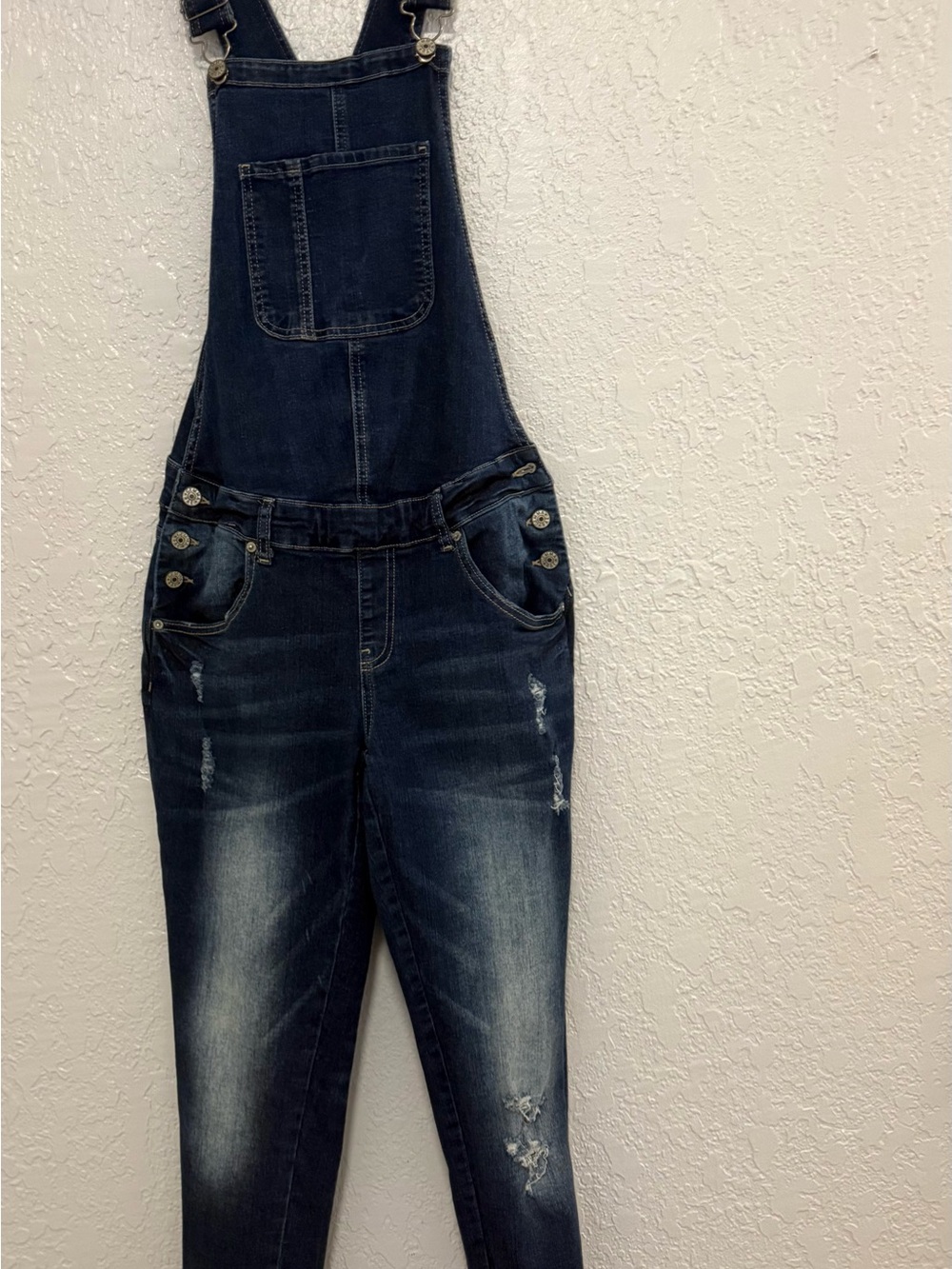 Women’s Dark Indigo Denim Overalls with Front Bib Pocket